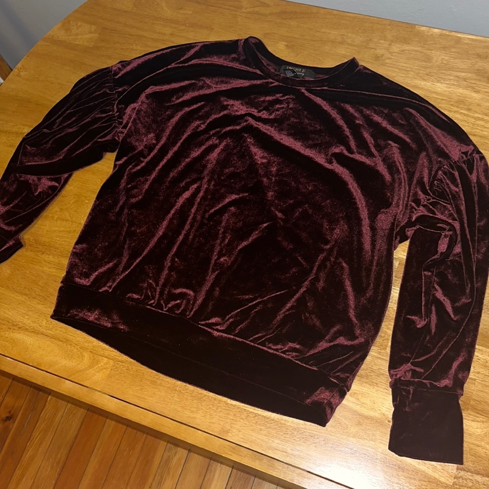 Small Deep Burgundy Forever 21 Velour Blouse
